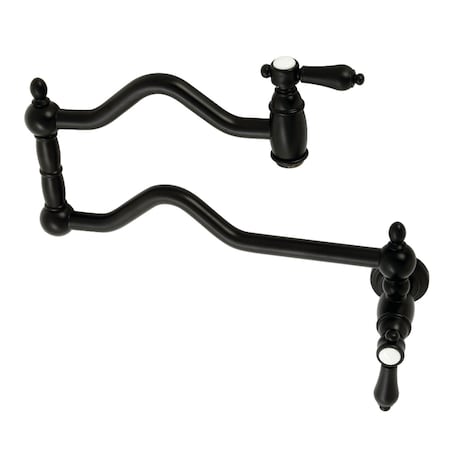Kingston Brass KS2100BAL Heirloom Wall Mount Pot Filler, Matte Black KS2100BAL